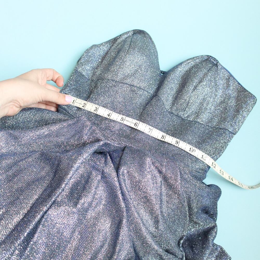 Sherri Hill Blue Shimmer Strapless Ball Gown Size 4 Full Skirt 52959 Princess - Picture 9 of 13